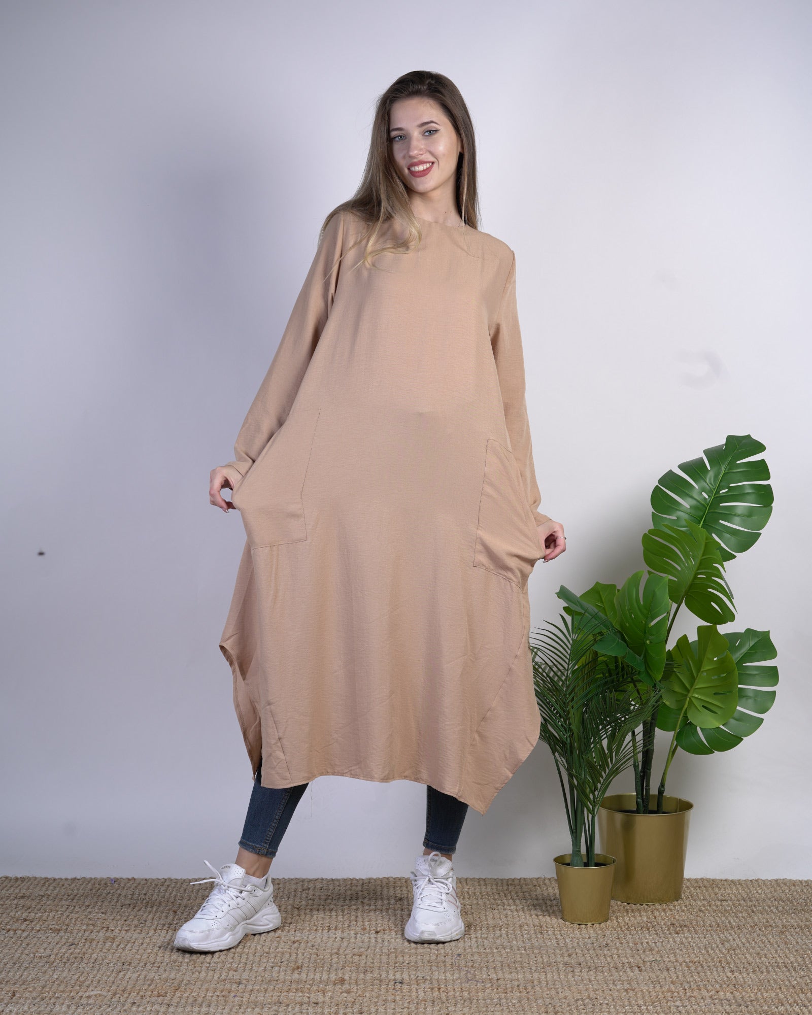 Damen- Damenkleidung- Hijabkleidung Tunika Basic Tunika mit Tachen