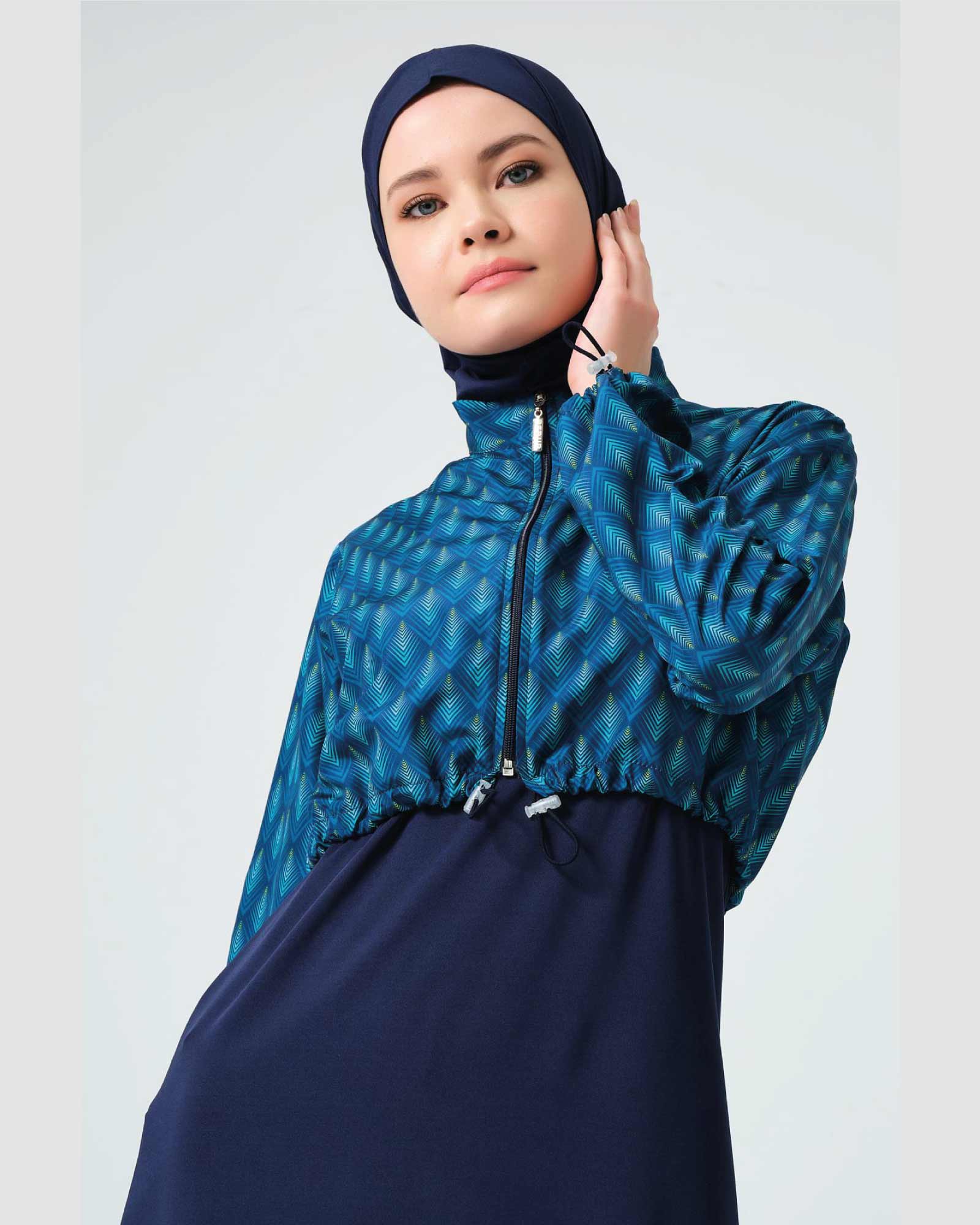 Gemusterter Hijab-Badeanzug mit kurzem Schnitt 6er Set