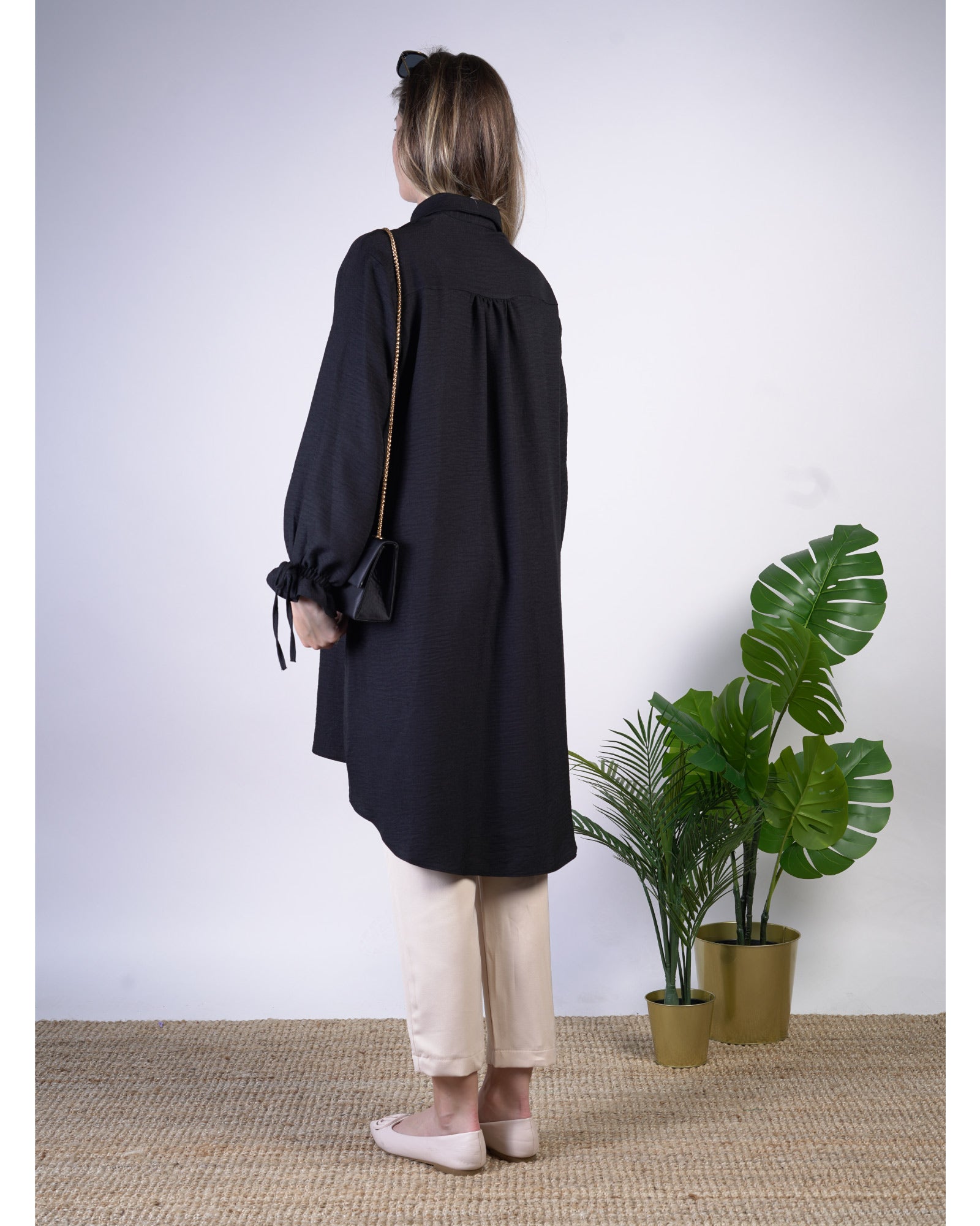 Hijab Tunika mit Knöpfen und gerafften Bündchen