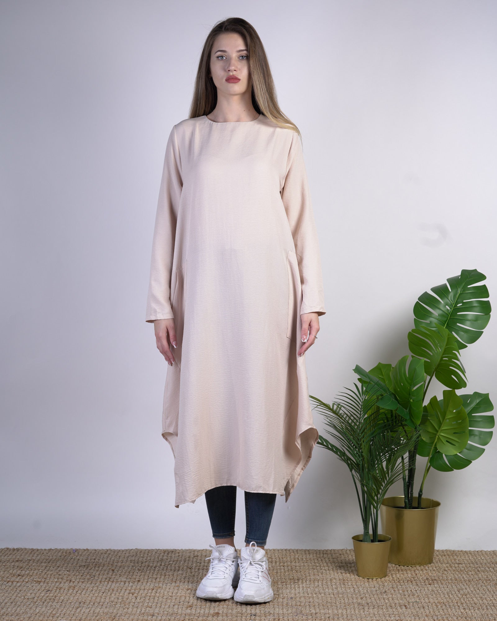 Damen- Damenkleidung- Hijabkleidung Tunika Basic Tunika mit Tachen