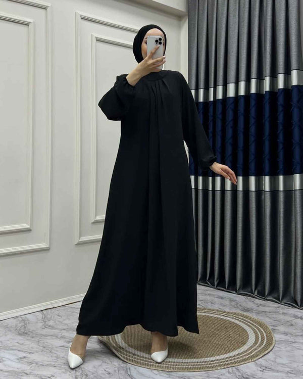 Hijab - Kleid lang mit elastischen Handgelenkdetails