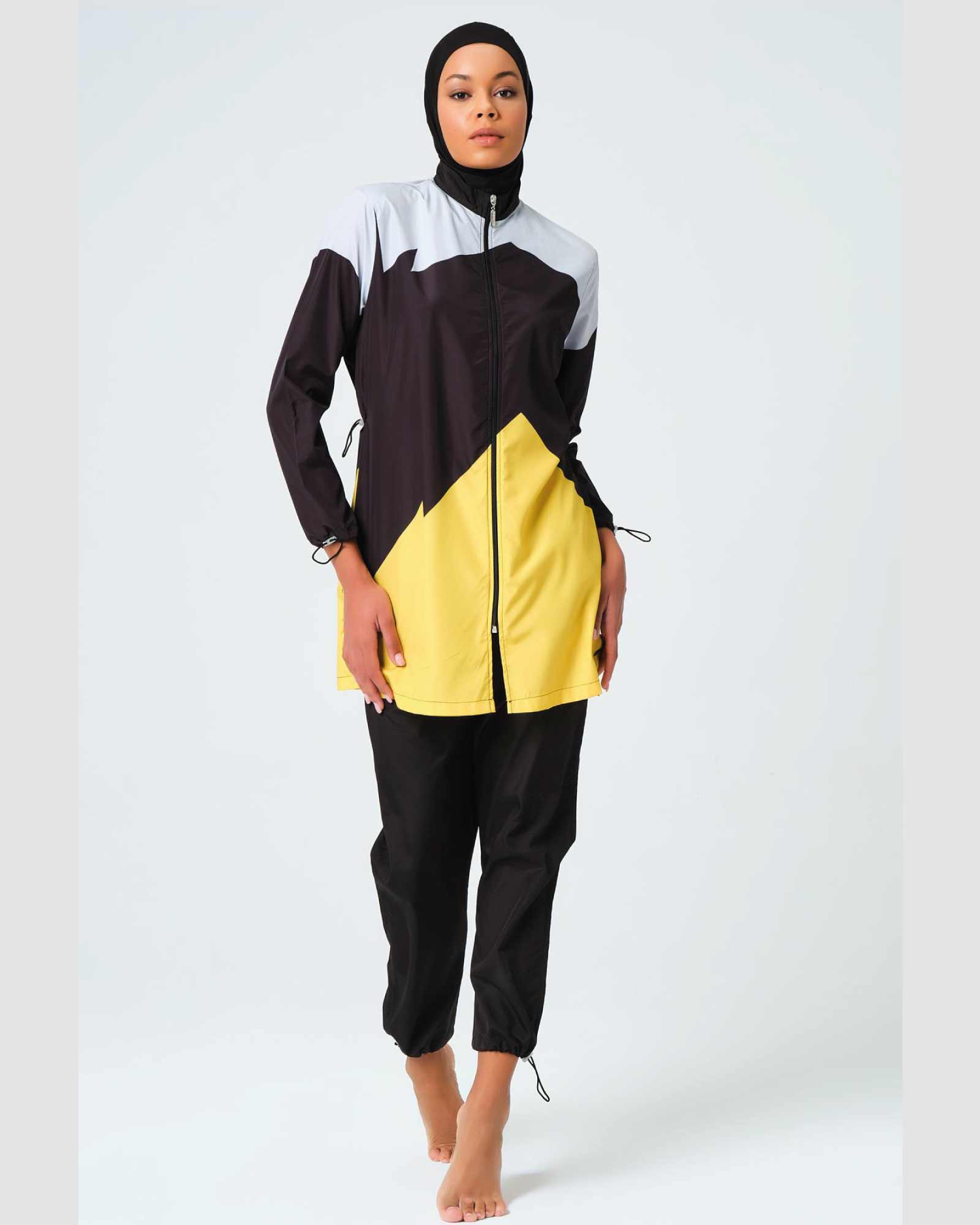 Damen-Hijab- Burkini/Badeanzug mit Blitz Muster 4er Set
