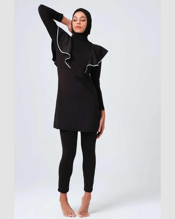 Damen-Hijab- Burkini/Badeanzug mit Rüschen an der Schulter 5er Set