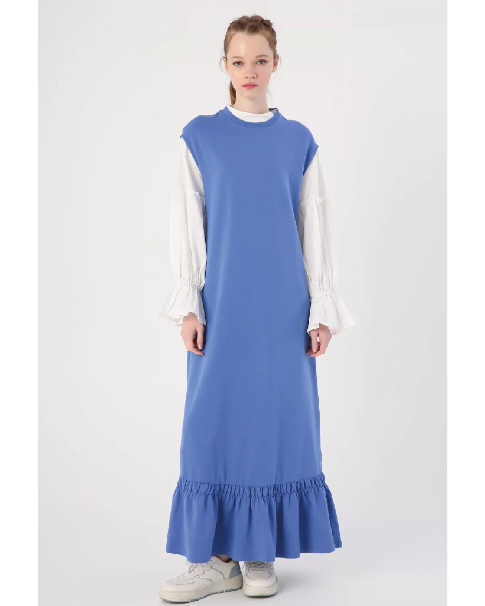 Hijab- Kleid mit Volantrock und Ärmellos