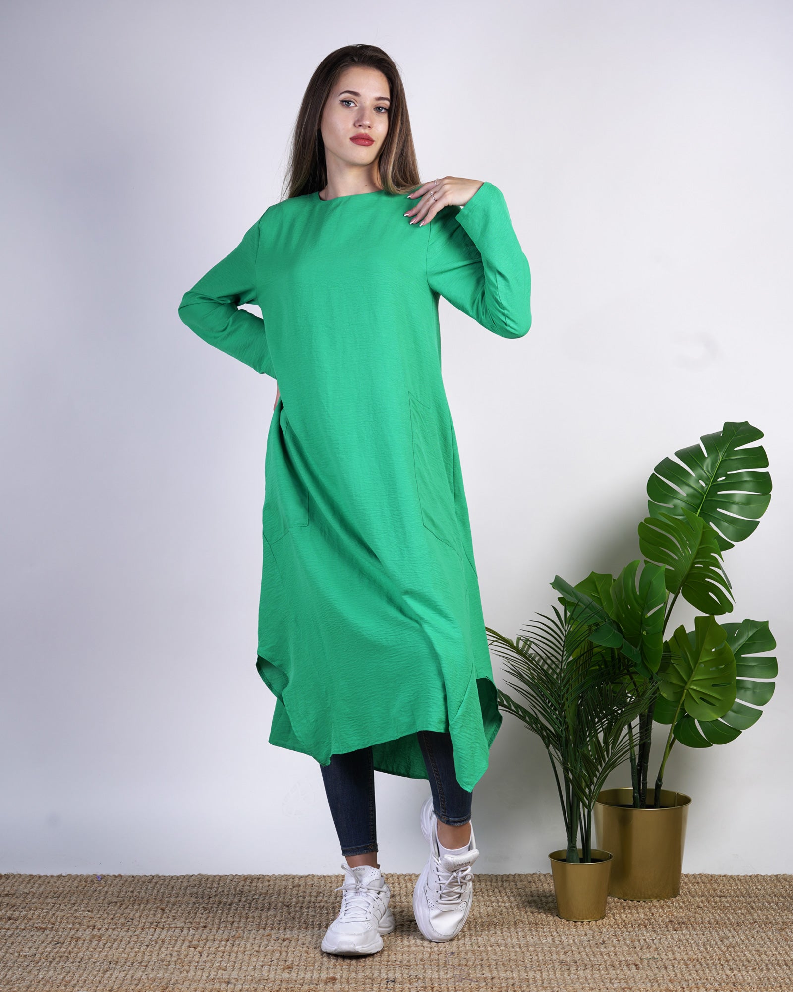 Damen- Damenkleidung- Hijabkleidung Tunika Basic Tunika mit Tachen