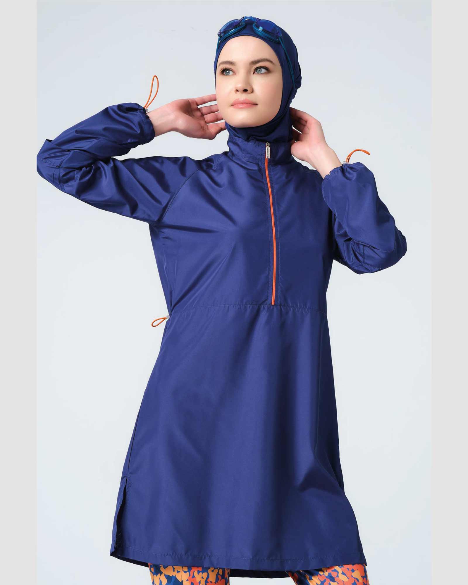 Gemusterter Damen-Hijab- Burkini/Badeanzug mit Strumpfhose mit Blumenmuster 5er Set