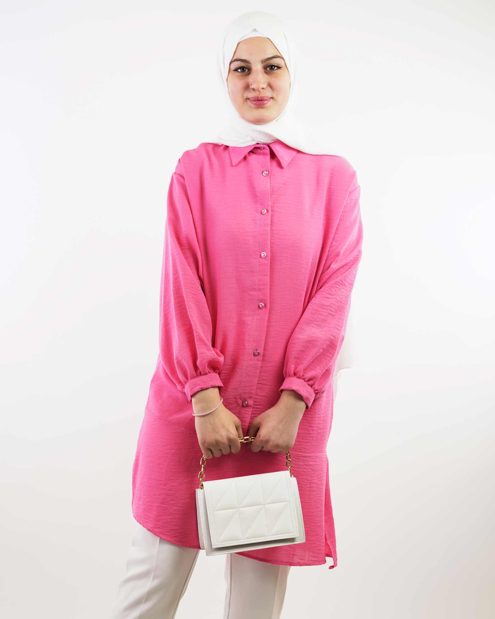 Tunic blouse with slit