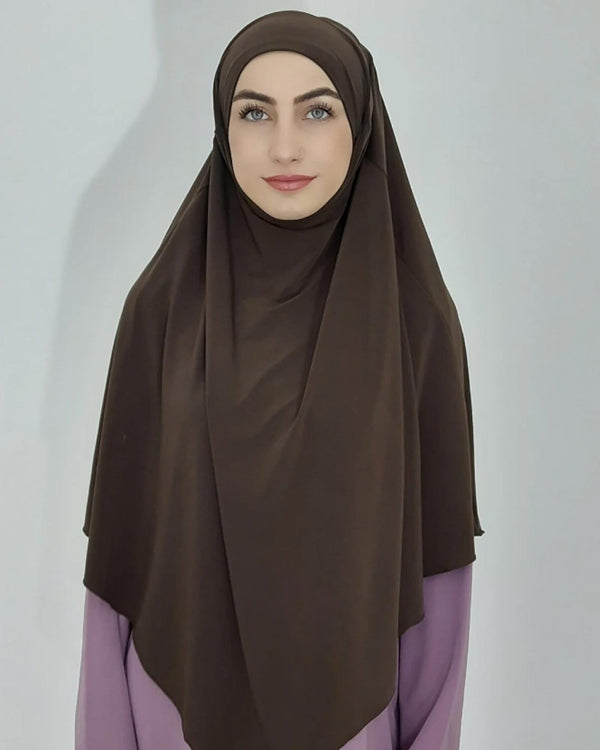Hijabi Khimar mit Unterkopftuch Standard Braun