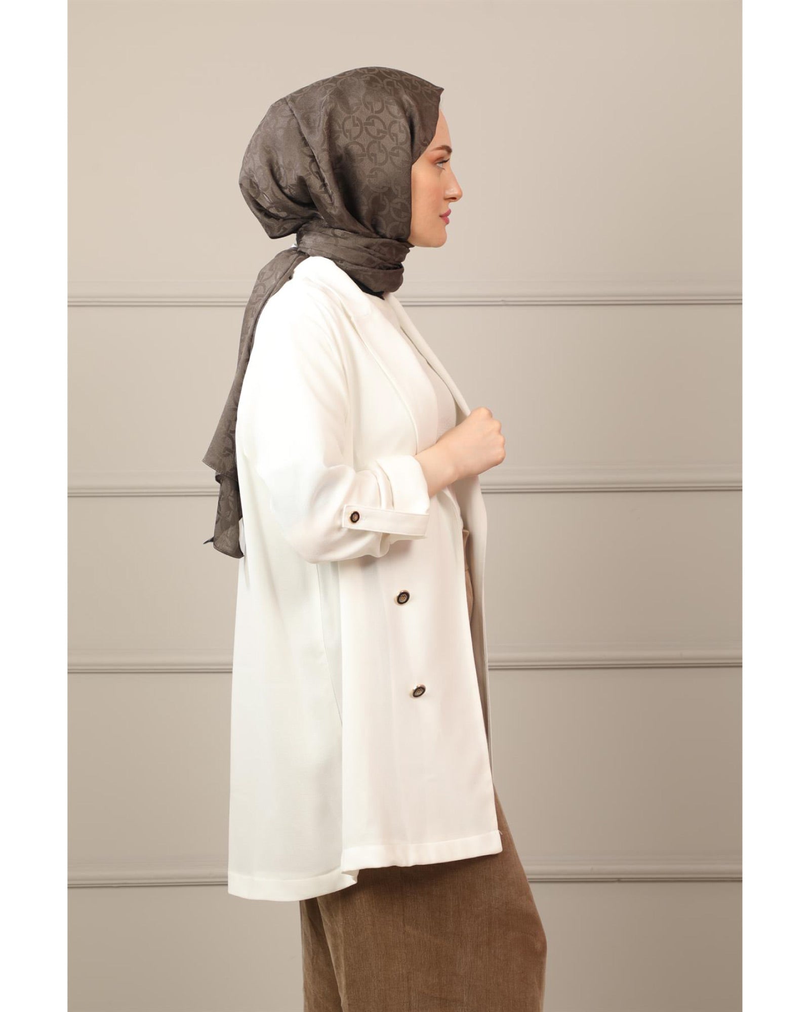 Hijab Zweireihige Blazer Jacke mit Knopfdetails