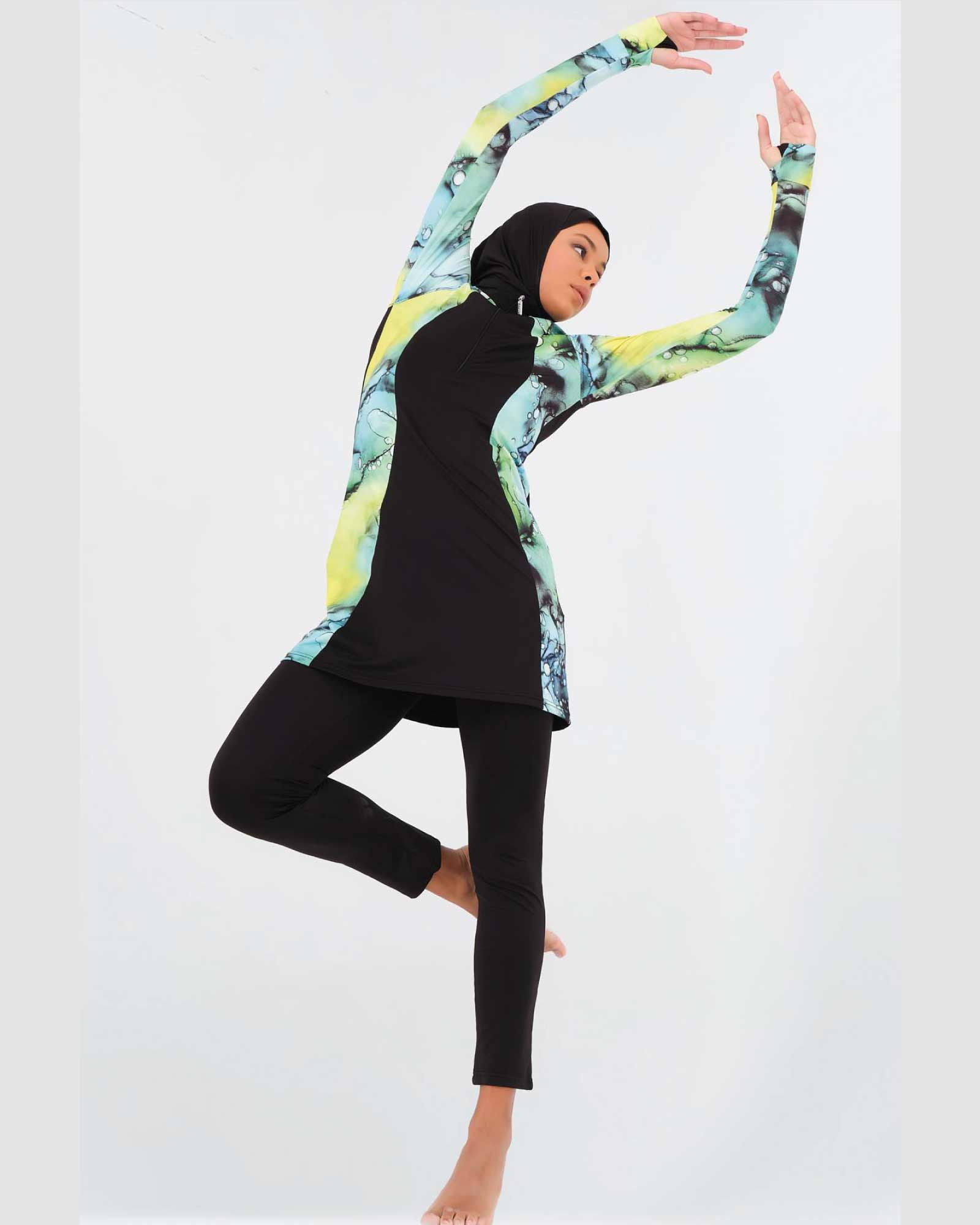 Damen-Hijab- Burkini/Badeanzug mit Fingerpassform 5er Set
