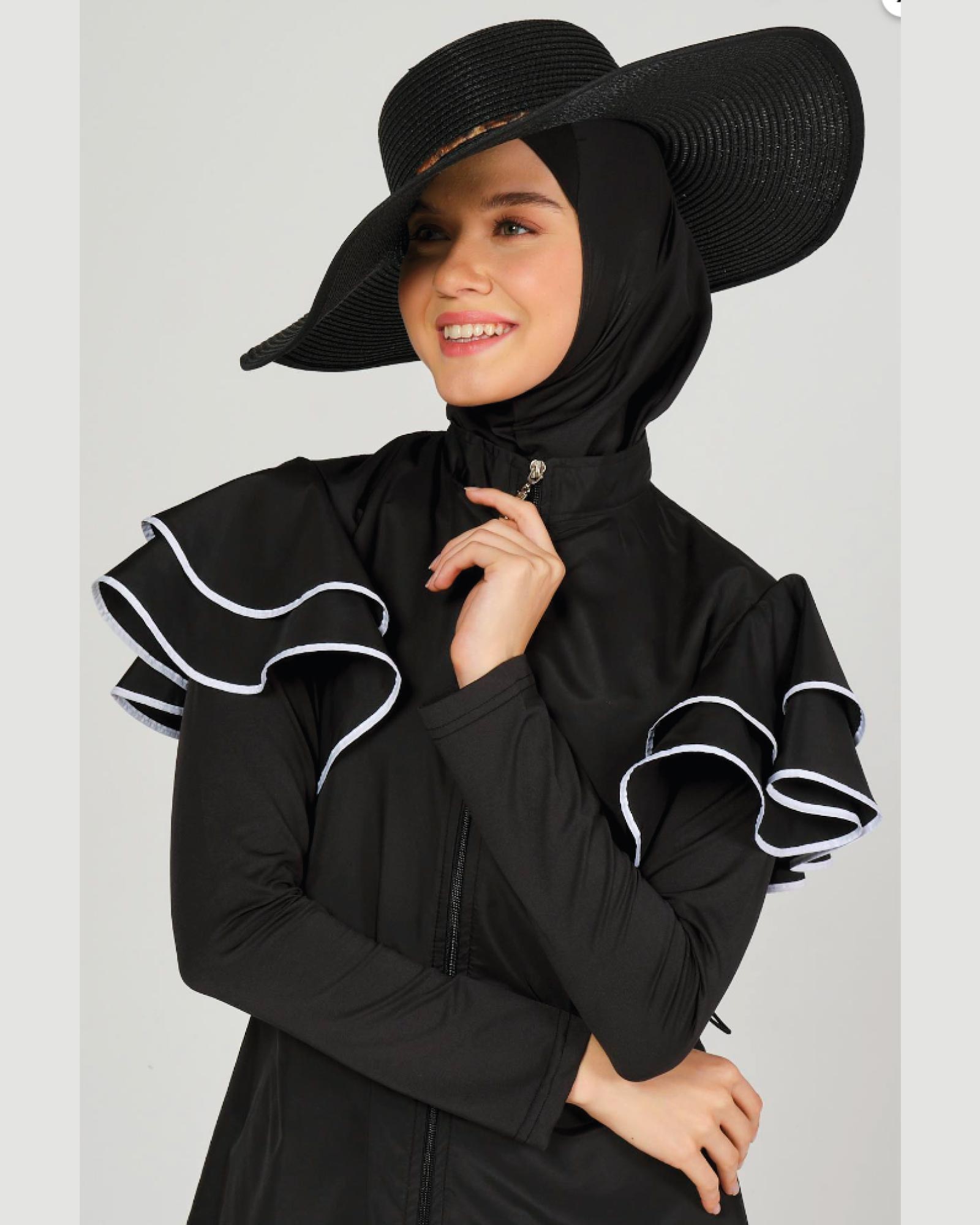 Hijab-Badeanzug mit Rüschendetail an der Schulter 4er Set