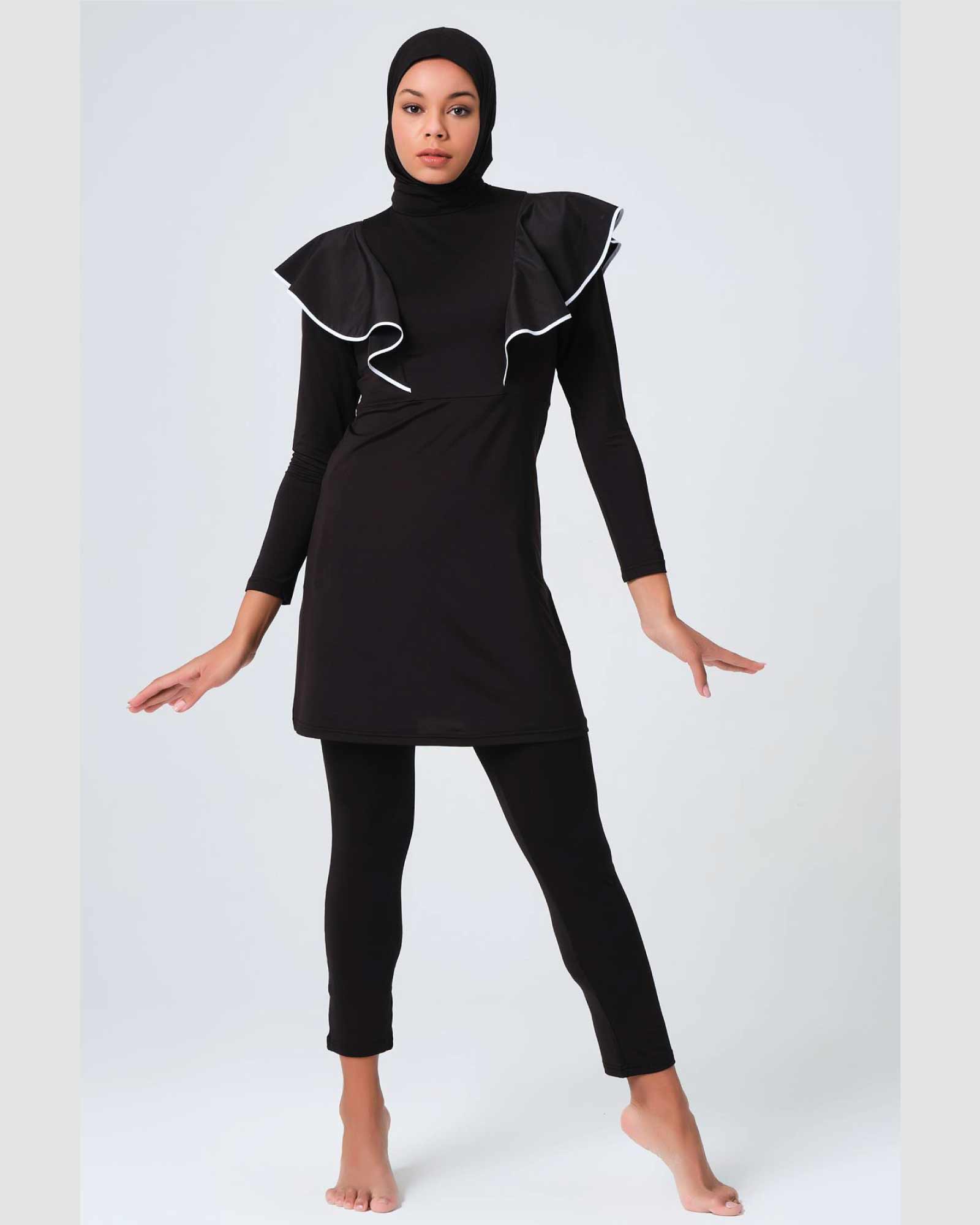 Hijab-Badeanzug mit Rüschen an der Schulter 5er Set