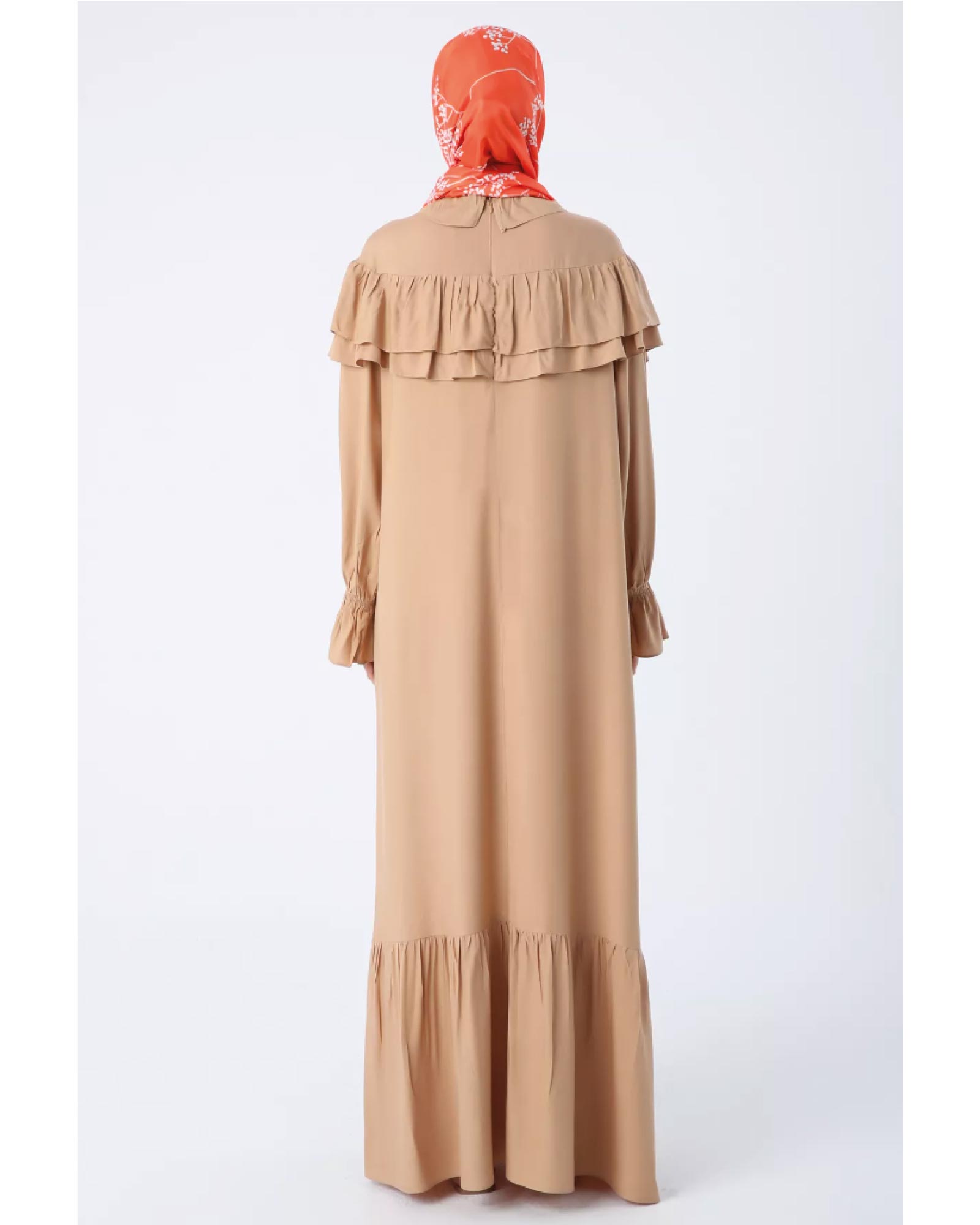 Robe hijab à volants sur les épaules et les manches