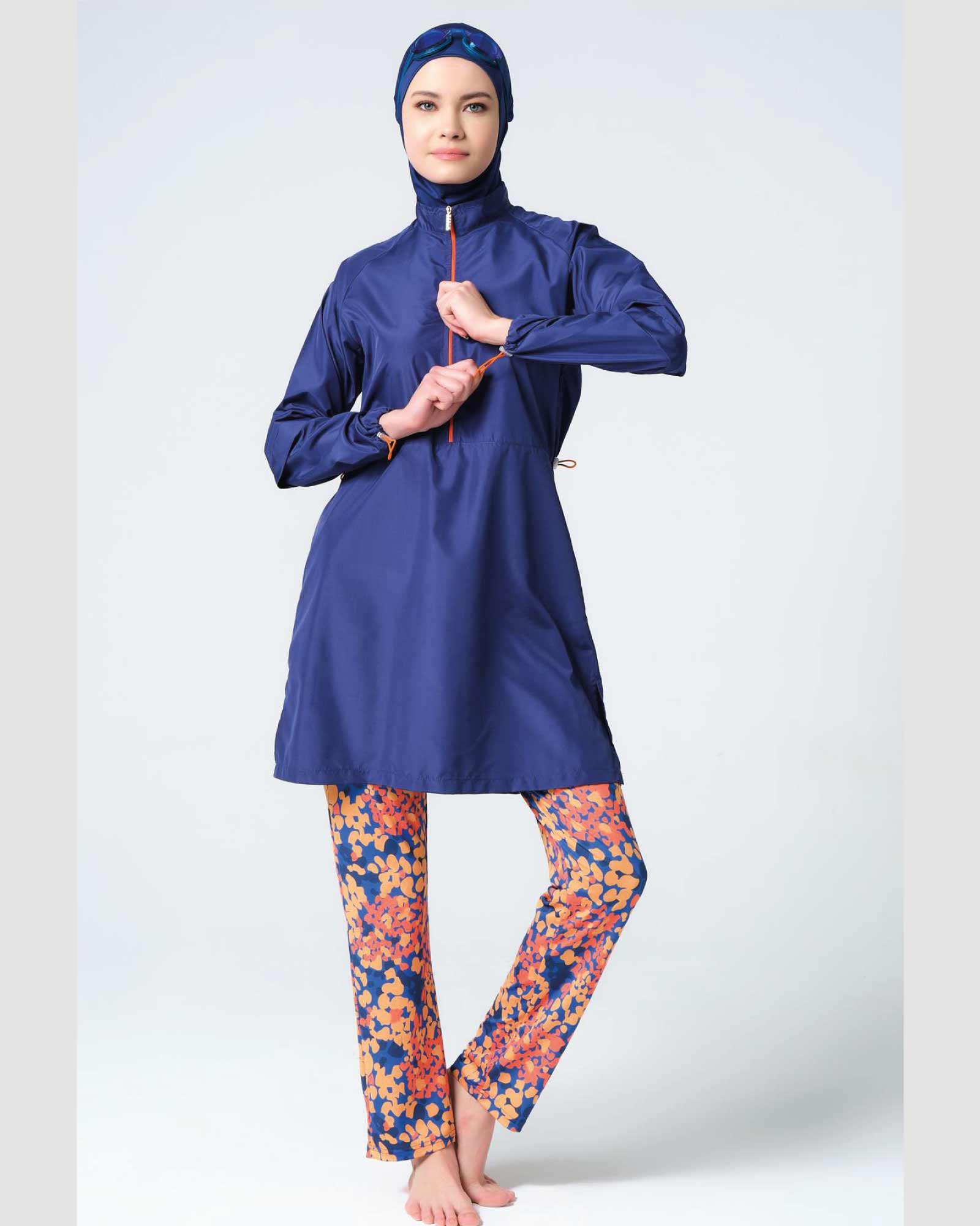 Gemusterter Hijab-Badeanzug mit Strumpfhose mit Blumenmuster 5er Set