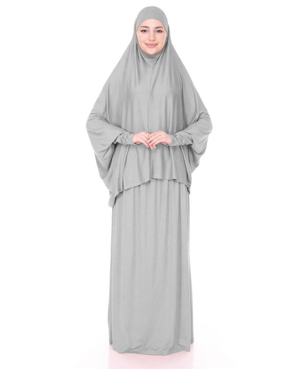 Hijab-Zweiteiler mit Kopftuch und Rock Grau Standard