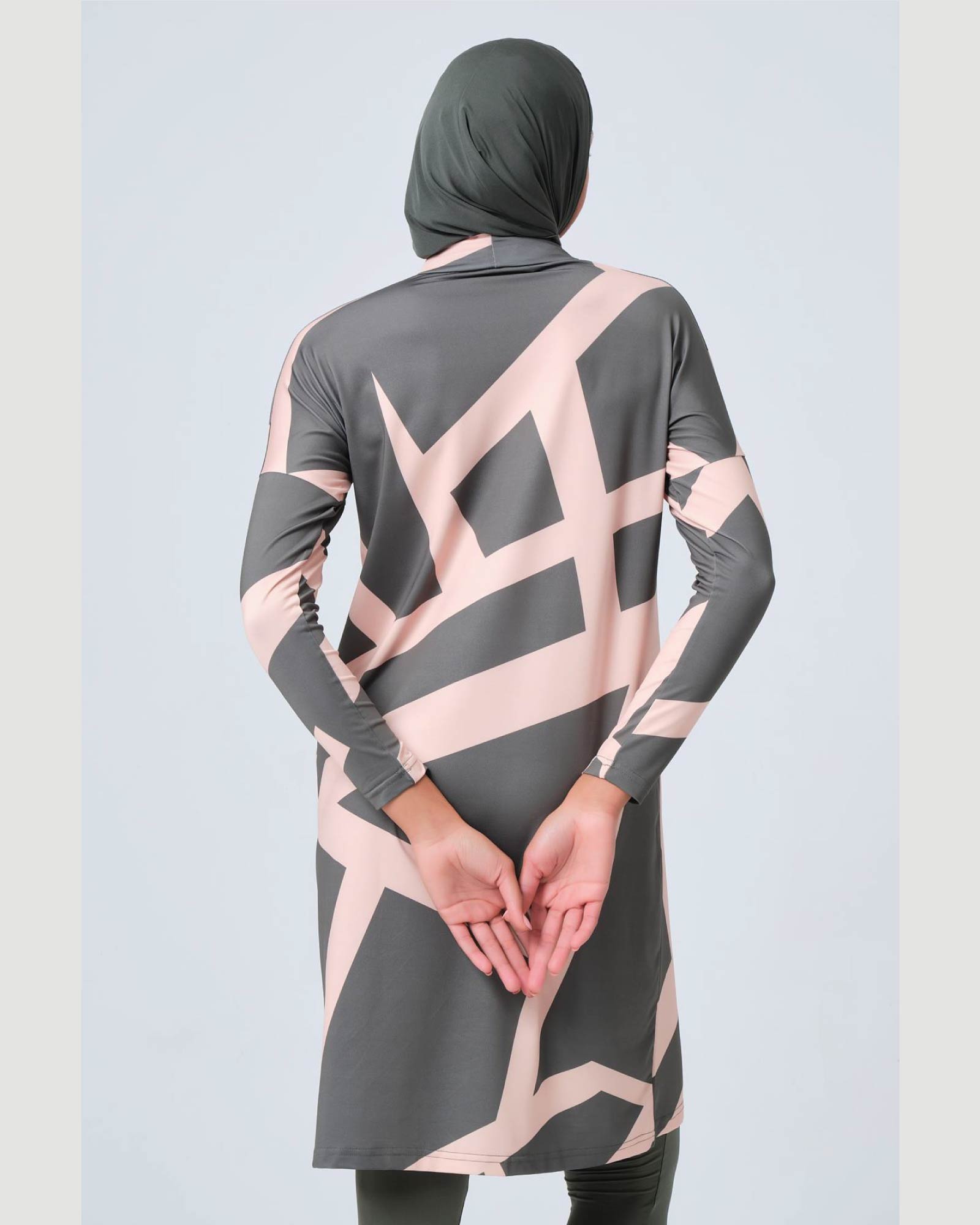 Damen-Hijab- Burkini/Badeanzug mit breitem Streifenmuster 5er Set