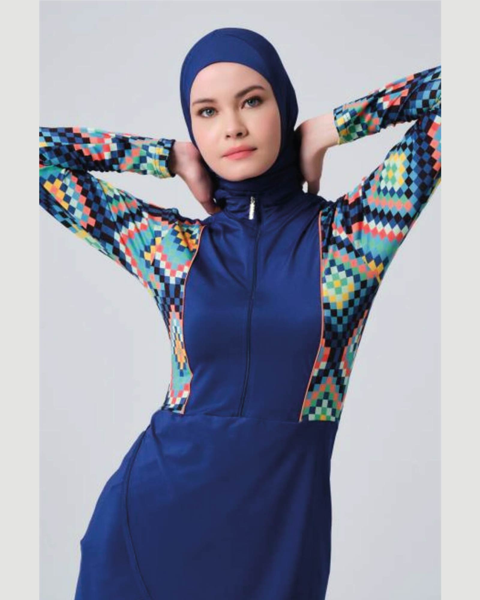 Hijab-Badeanzug mit Wellenwickelrock 5er Set