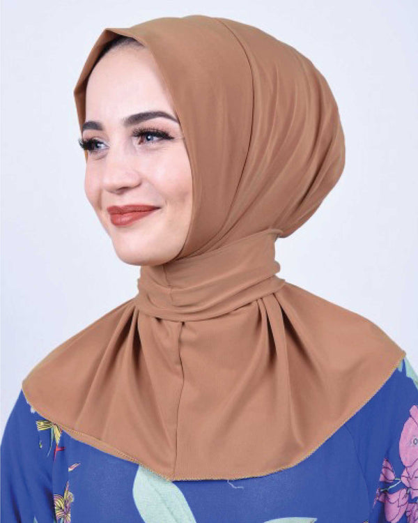 Sandy Hijab mit Druckknopfverschluss Braun