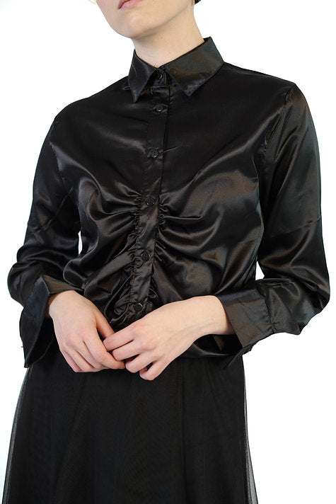 Shirt - Satin fabric - Draped front