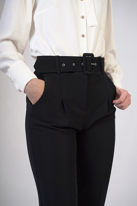 Pantalon skinny taille haute avec ceinture
