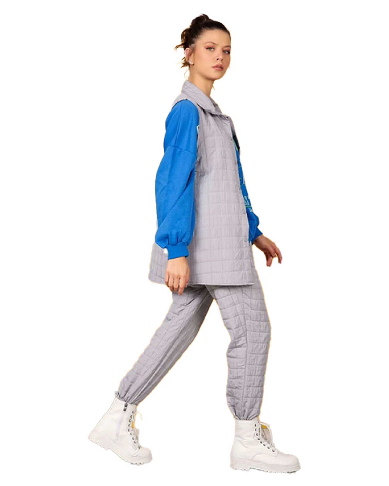 Quilted 2-piece tracksuit with waistcoat and trousers