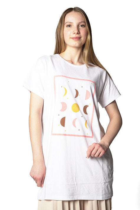 T-Shirt - Mond Muster - Weiß