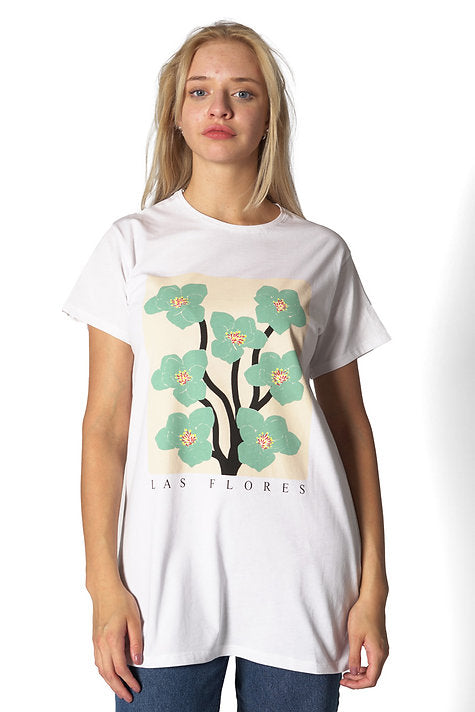 T-Shirt - Flora Blumendruck Muster - Weiß