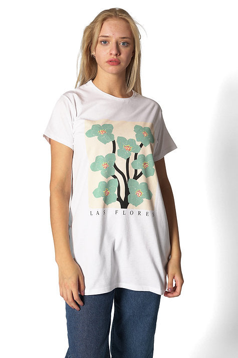 T-Shirt - Flora Floral Print Pattern - White