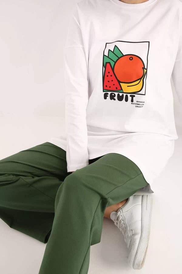 T-Shirt-Tunika mit Fruchtdruck