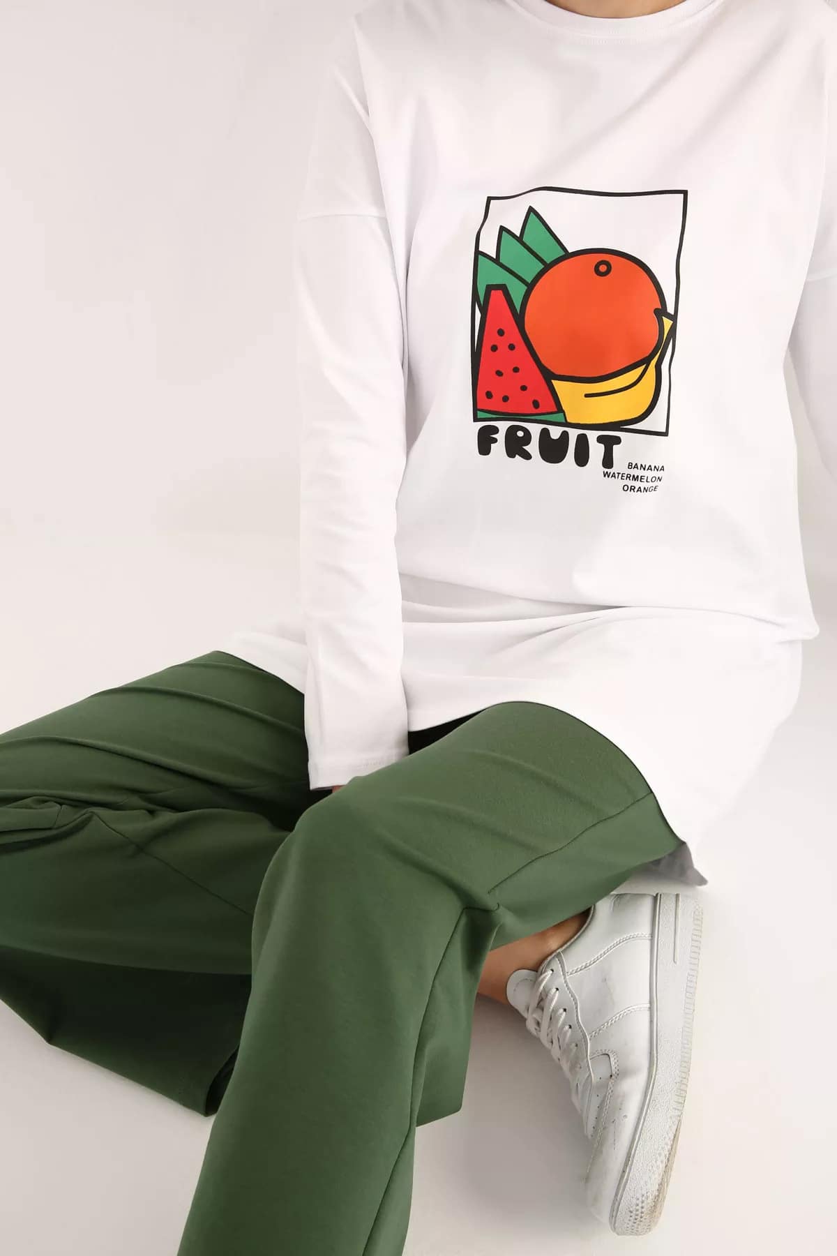 Meyve desenli tişört tunik