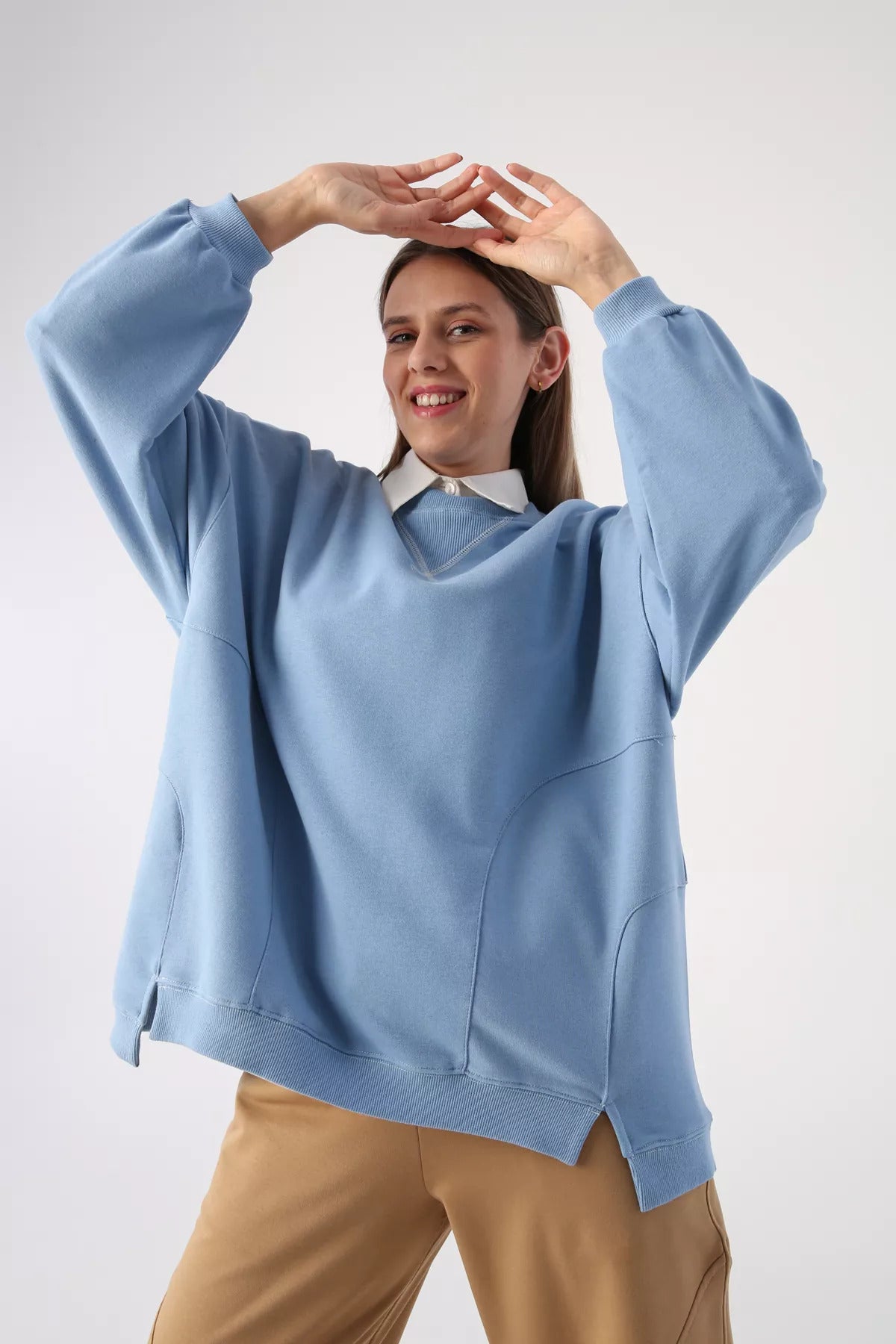 Oversize - sweat-shirt avec coutures contrastées